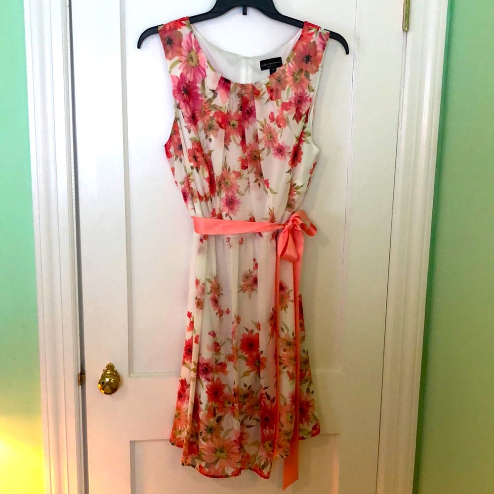 Coral peach pink floral dress 18W